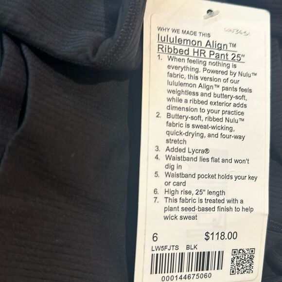 Lululemon Align Ribbed High-Rise Pant 25" Black Leggings size 6 NWT - Picture 3 of 6